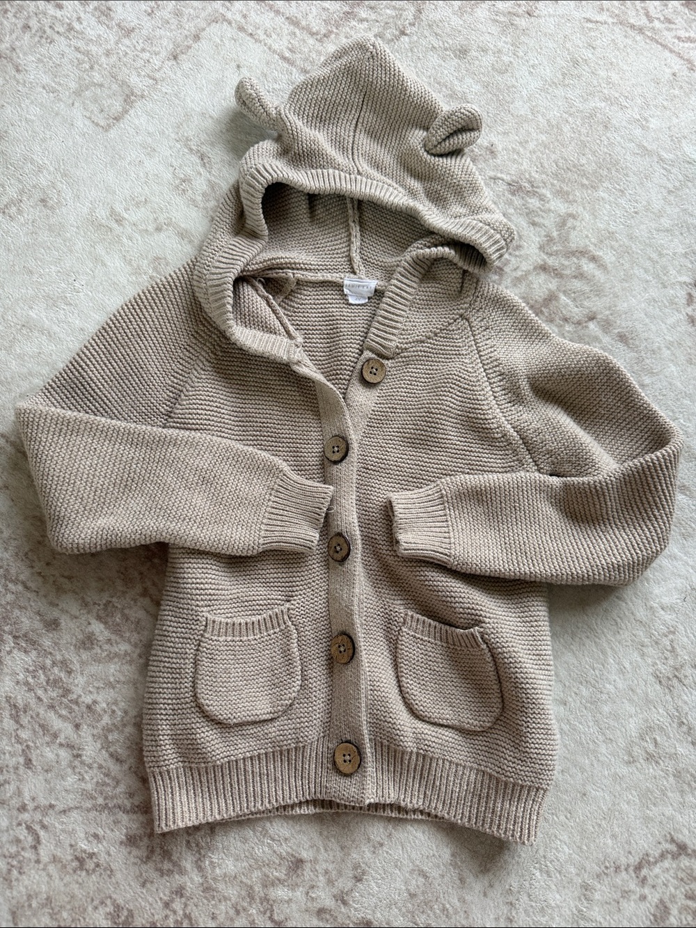 Jamie Kay Neutral Knit Hooded Cardigan with Ear Detail